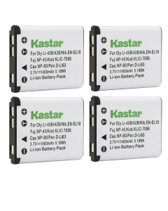 Kastar CNP-80 Battery 4-Pack Replacement for Casio Exilim EX-FR10, Exilim EX-G1, Exilim EX-H5, Exilim EX-H50, Exilim EX-H60, Exilim EX-JE10, Exilim EX-N1, Exilim EX-N5, Exilim EX-N10 Camera