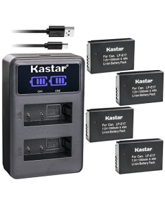 Kastar 4-Pack LP-E17 Battery and LED2 USB Charger Compatible with Canon EOS 250D, EOS 750D, EOS 760D, EOS 800D, EOS 850D, EOS 8000D, KISS X8i, KISS X9i, Rebel SL2, EOS RP Mirrorless Digital Camera