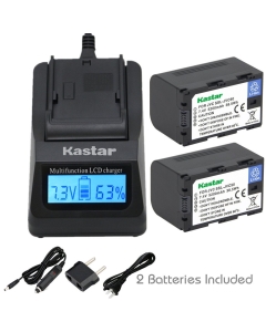 Kastar Ultra Fast Charger(3X Faster) Kit and Battery (2-Pack) for JVC SSL-JVC50 and JVC GY-HMQ10, GY-LS300, GY-HM200, GY-HM600, GY-HM600E, GY-HM600EC, GY-HM650 Camcorders