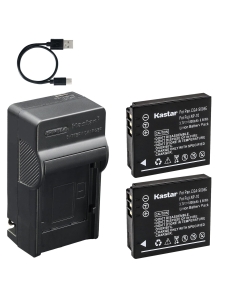 Kastar 2-Pack Battery and AC & USB-C Charger, Compatible with Panasonic CGA-S005, Fujifilm NP-70, Pentax D-Li106, Leica BP-DC4, Ricoh DB-60, Sigma BP-41, Kodak LB-080, Samsung IA-BH125C Batteries