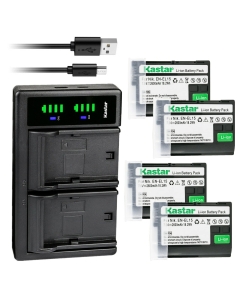 Kastar 4-Pack Battery and LTD2 USB Charger Replacement for Nikon D7000 D7100 D7200 D7500, Z 6, Z6, Z6 II, Z 7, Z7, Z7 II, Z 7 Q3, Z7Q3, 1 V1, D500 D600 D610 D750 D780 D800 D800E D810 D810A D850 Camera