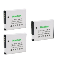 Kastar 3-Pack NB-8L / NB-8LH Battery 3.7V 1200mAh Replacement for Canon NB-8L NB8L, NB-8LH NB8LH Battery, Canon CB-2LA, CB-2LAE Charger