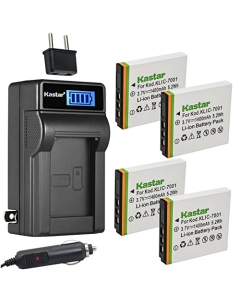 Kastar 4-Pack KLIC-7001 Battery and LCD AC Charger Compatible with Kodak EasyShare MX1063, EasyShare V550, EasyShare V570, EasyShare V610 Camera
