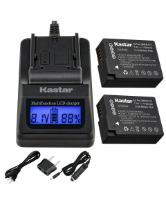 Kastar Fast Charger and Battery (2-Pack) Replacement for Panasonic Lumix DMC-FZ200 FZ1000 G5 G6 GH2 Camera, Panasonic DMW-BLC12 DMW-BLC12E DMW-BLC12GK DMW-BLC12PP, Leica BP-DC12, Sigma BP-51 Battery