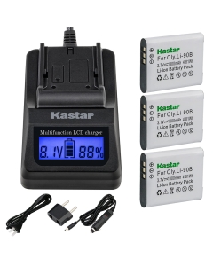 Kastar Ultra Fast Charger Kit and Battery (3-Pack) for Olympus LI-90B, LI-92B, UC-90 and Olympus SH-1, SH-50 iHS, SH-60, SP-100, SP-100EE, Tough TG-1 iHS, Tough TG-2 iHS, Tough TG-3, XZ-2 his Cameras