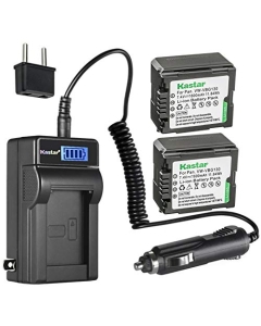 Kastar 2-Pack VW-VBG130 Battery and LCD AC Charger Compatible with Panasonic HDC-SD300, HDC-SD600, HDC-SD700, HDC-SD707, HDC-SDT750, HDC-SDT750K, HDC-SX5, HDC-SX5EB-S, HDC-SX5EG-S, HDC-SX5GCS-S Camera