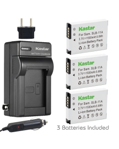 Kastar Battery (3-Pack) and Charger Kit for Samsung SLB-11A and Samsung WB600 WB650 WB700 WB1000 WB2000 CL65 CL80 EX1 HZ25W HZ30W HZ35W HZ50W ST1000 ST5000 ST5500 TL240 TL320 TL350 TL500 Cameras