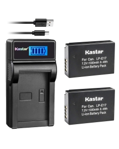 Kastar Battery (X2) & Slim LCD Charger for Canon LP-E17, LC-E17, LC-E17C and Canon EOS M3, EOS Rebel T6i, EOS Rebel T6s, EOS 750D, EOS 760D, EOS 8000D, Kiss X8i Camera