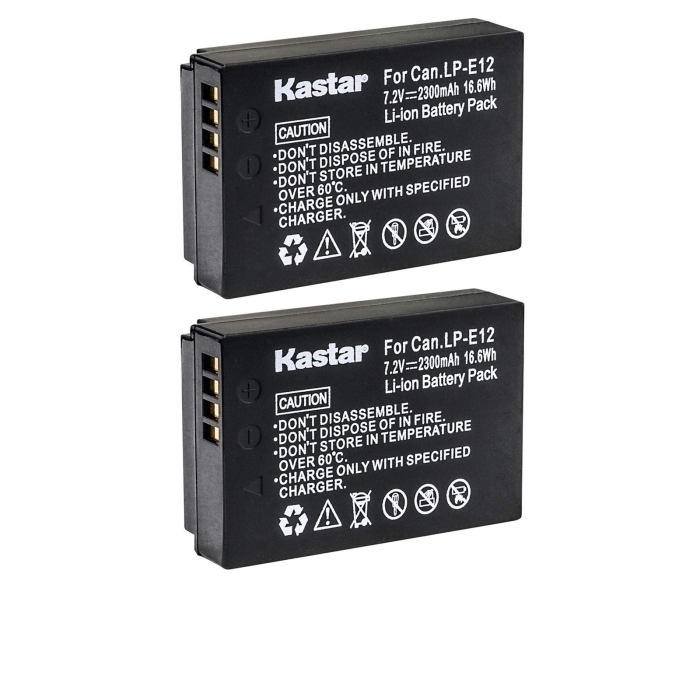 Kastar Battery (2-Pack) for Canon LP-E12 LPE12 Battery, LC-E12 LC-E12E  Charger, Canon