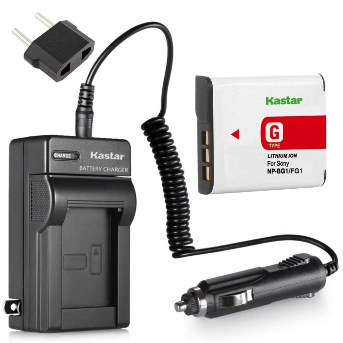 Kastar Battery & Wall Charger Kit For Sony NP-BG1 NP-FG1 | 1600mAh 3.7V Li-Ion For Cyber-shot DSC-W200
